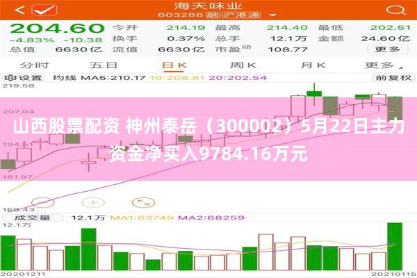 山西股票配资 神州泰岳（300002）5月22日主力资金净买入9784.16万元