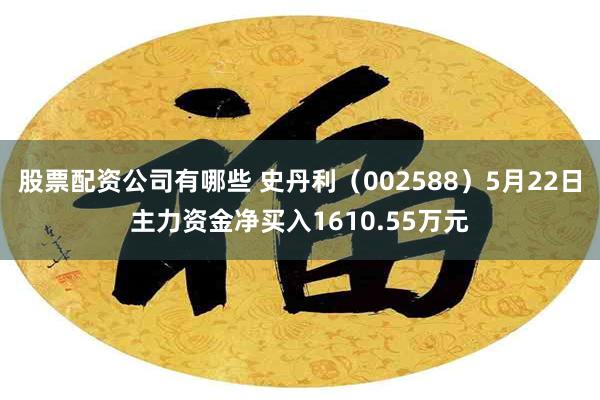 股票配资公司有哪些 史丹利（002588）5月22日主力资金净买入1610.55万元
