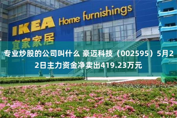 专业炒股的公司叫什么 豪迈科技（002595）5月22日主力资金净卖出419.23万元