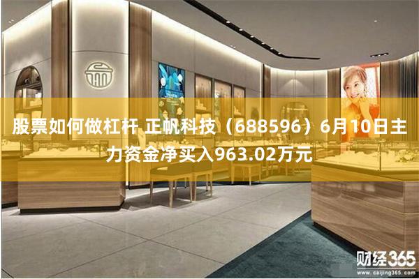 股票如何做杠杆 正帆科技（688596）6月10日主力资金净买入963.02万元