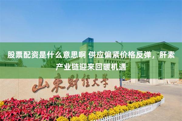 股票配资是什么意思啊 供应偏紧价格反弹，肝素产业链迎来回暖机遇