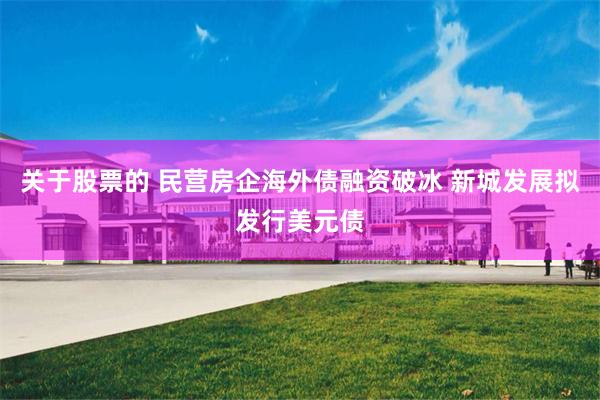 关于股票的 民营房企海外债融资破冰 新城发展拟发行美元债
