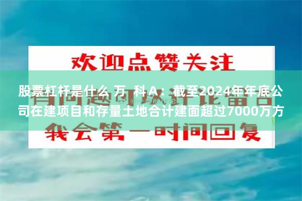 股票杠杆是什么 万  科Ａ：截至2024年年底公司在建项目和存量土地合计建面超过7000万方