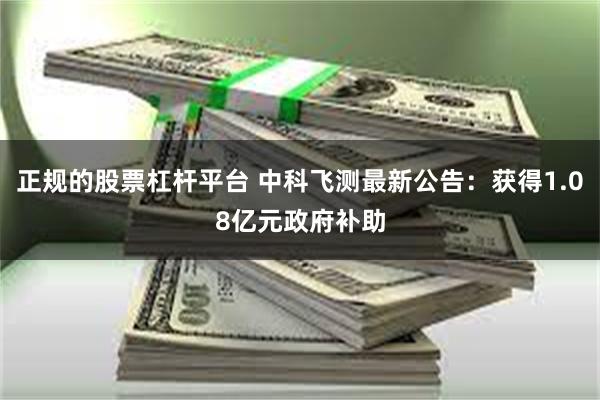 正规的股票杠杆平台 中科飞测最新公告：获得1.08亿元政府补助