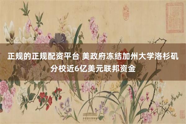 正规的正规配资平台 美政府冻结加州大学洛杉矶分校近6亿美元联邦资金