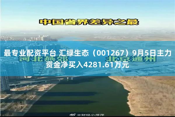 最专业配资平台 汇绿生态（001267）9月5日主力资金净买入4281.61万元