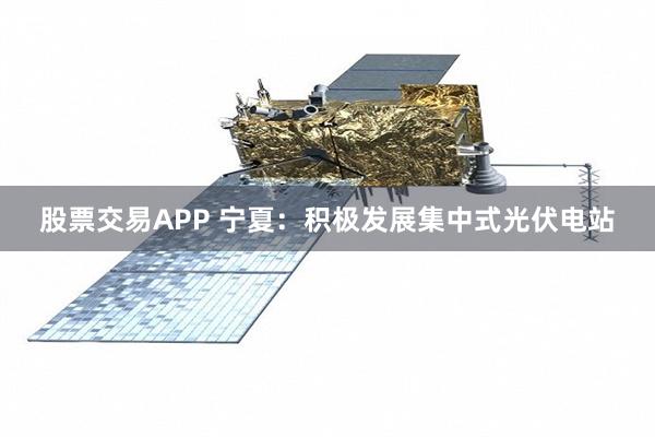 股票交易APP 宁夏：积极发展集中式光伏电站
