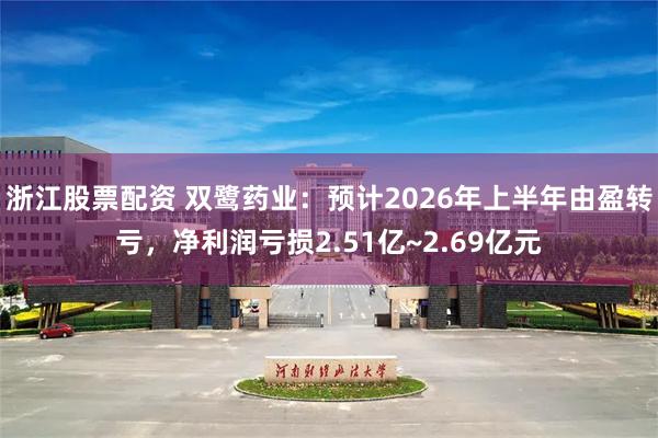 浙江股票配资 双鹭药业：预计2026年上半年由盈转亏，净利润亏损2.51亿~2.69亿元