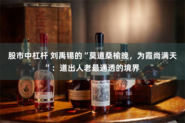 股市中杠杆 刘禹锡的“莫道桑榆晚,为霞尚满天”:道出人老最通透的境界